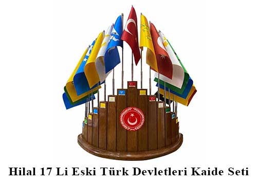 Hilal 17'Li Eski Türk Devletleri Seti (Ahşap Kaideli)